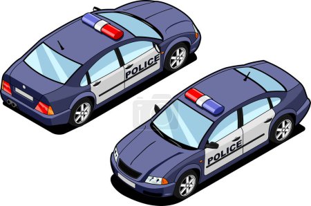 Téléchargez les illustrations : Illustration de voitures de police sur fond blanc - en licence libre de droit