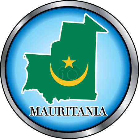 Téléchargez les illustrations : Mauritanie Bouton rond illustration vectorielle - en licence libre de droit