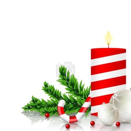 Illustration for Christmas candle and fir tree - Royalty Free Image