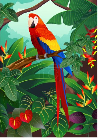 Illustration for Parrot sitting  on branch - Royalty Free Image