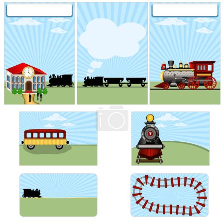 Illustration for Train and railway set - Royalty Free Image