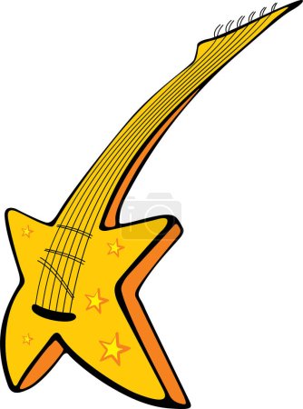 Téléchargez les illustrations : Guitare style dessin animé doodle - en licence libre de droit
