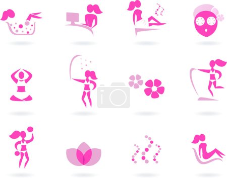 Illustration for Spa icon set with spa, vector - Royalty Free Image