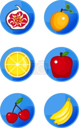 Téléchargez les illustrations : Ensemble d'icônes de fruits sur blanc - en licence libre de droit