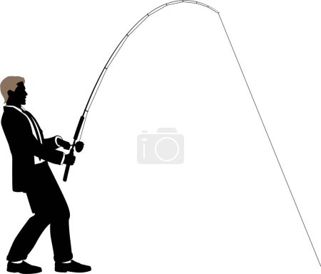 Illustration for Businessman fishing with rod - Royalty Free Image