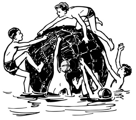 Ilustración de Ilustración de un grupo de personas en el agua - Imagen libre de derechos
