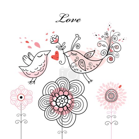 Ilustración de Vector ilustración de las aves de amor - Imagen libre de derechos