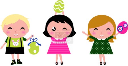 Illustration for Illustration of kids with easter eggs - Royalty Free Image