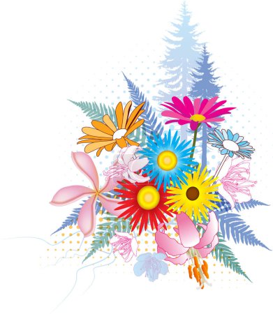 Téléchargez les illustrations : Illustration web de fond avec des éléments floraux - en licence libre de droit