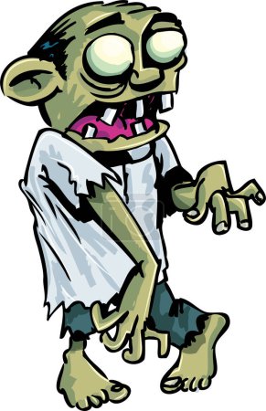 Téléchargez les illustrations : Illustration de dessin animé de zombie vert drôle - en licence libre de droit
