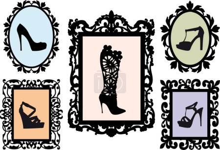 Téléchargez les illustrations : Chaussures pour femmes, illustration vectorielle. - en licence libre de droit