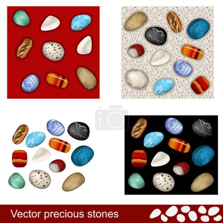 Téléchargez les illustrations : Sertie de différentes pierres. illustration vectorielle. - en licence libre de droit