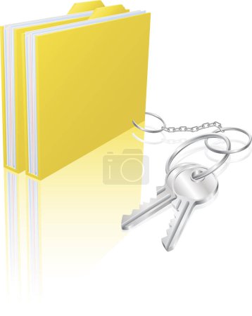 Ilustración de 3 d representa la ilustración de la clave y la carpeta. - Imagen libre de derechos