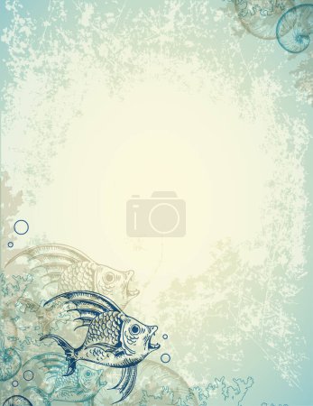 Ilustración de Mar y pescado. fondo abstracto - Imagen libre de derechos