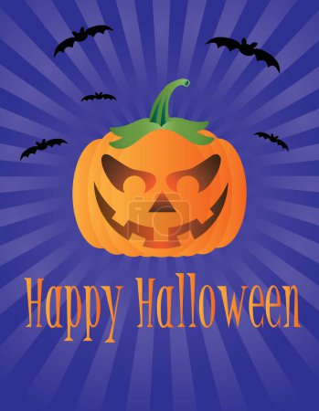 Ilustración de Tarjeta de Halloween con calabazas - Imagen libre de derechos