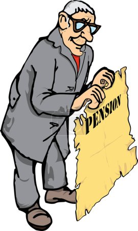 Ilustración de Hombre de negocios senior con una hoja de papel. - Imagen libre de derechos