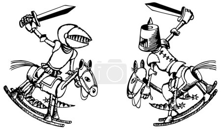 Téléchargez les illustrations : Illustration de deux chevaliers pendant le combat - en licence libre de droit