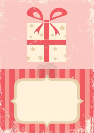 Téléchargez les illustrations : Carte de vœux rétro avec cadeau - en licence libre de droit