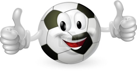 Téléchargez les illustrations : Personnage de dessin animé amusant avec football isolé sur blanc - en licence libre de droit
