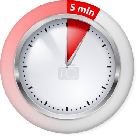 Illustration for Clock with red 3 d minutes, 3 d rendering. isolated on white. - Royalty Free Image