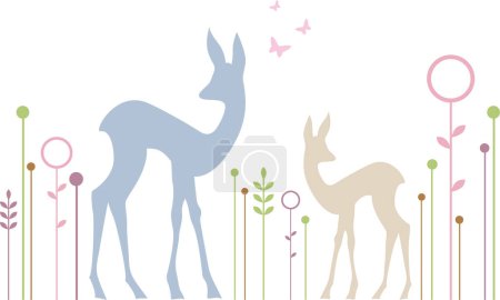 Illustration for Cute deer animals with trees - Royalty Free Image