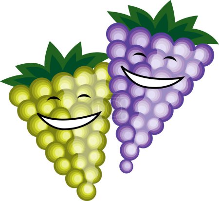 Téléchargez les illustrations : Deux souriants raisin de dessin animé souriant - en licence libre de droit