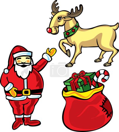 Ilustración de Santa Claus y renos - Imagen libre de derechos