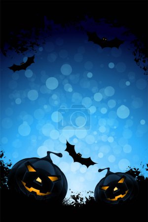 Illustration for Halloween background with pumpkins - Royalty Free Image