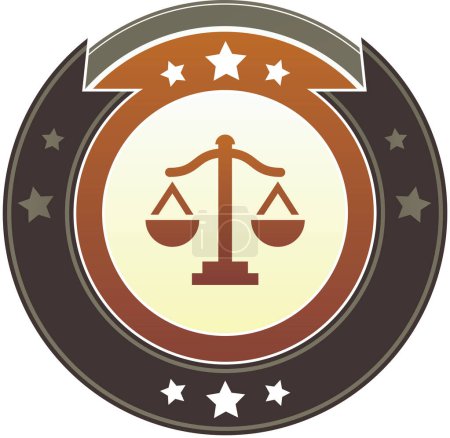 Illustration for Law icon, vector website button with scales on white background - Royalty Free Image