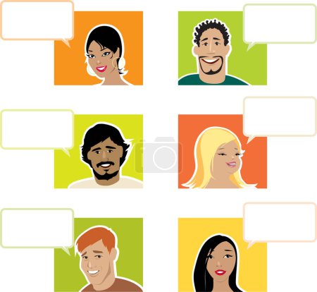Illustration for Group of young people with speech bubbles - Royalty Free Image