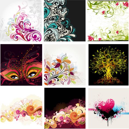 Ilustración de Vector conjunto de fondos de diseño floral para su diseño. fondo floral. - Imagen libre de derechos