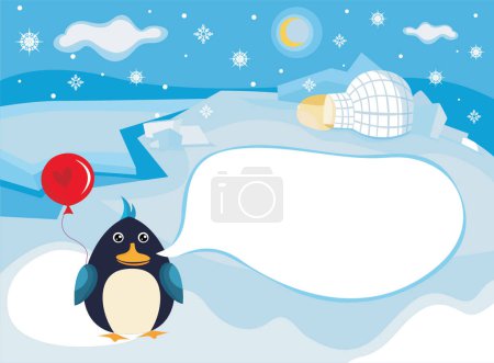 Illustration for Penguin on  winter landscape background - Royalty Free Image