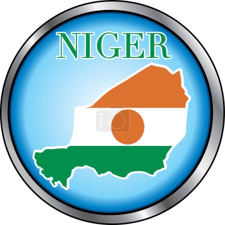 Téléchargez les illustrations : Niger Bouton rond illustration vectorielle - en licence libre de droit