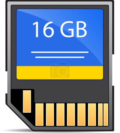 Ilustración de Ilustración vectorial de un concepto de tecnología informática, tarjeta de memoria de 16 GB - Imagen libre de derechos