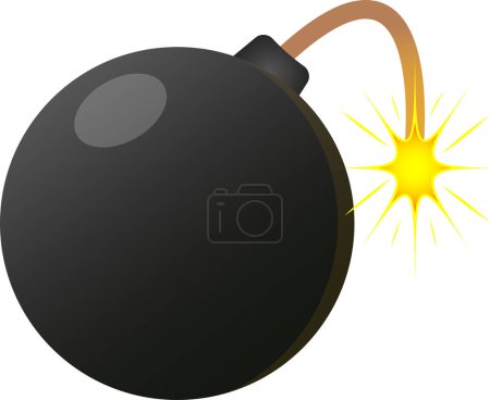 Illustration for Bomb with black smoke on white - Royalty Free Image