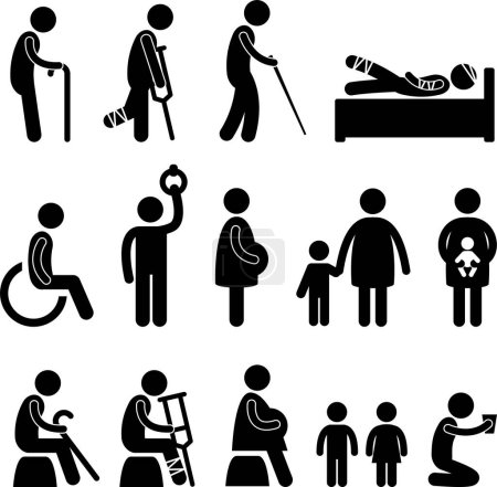 Illustration for Black silhouettes of people and children icons - Royalty Free Image