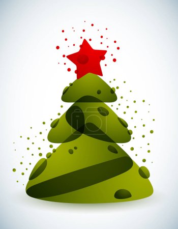 Illustration for Christmas tree and gift card vector illustration - Royalty Free Image