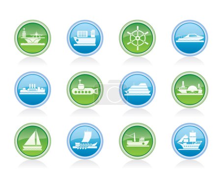 Ilustración de Vector conjunto de iconos de mar y barco - Imagen libre de derechos
