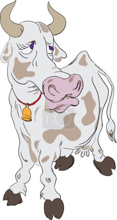 Téléchargez les illustrations : Illustration vectorielle d'une vache aux yeux tristes. - en licence libre de droit