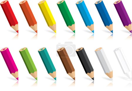 Téléchargez les illustrations : Crayons de couleur, ensemble de crayons de couleur - en licence libre de droit