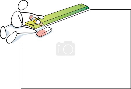 Ilustración de Persona haciendo líneas con una regla y un lápiz - Imagen libre de derechos