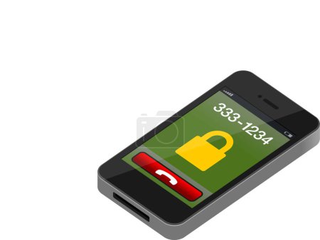 Illustration for Smartphone with padlock isolated on white background. - Royalty Free Image