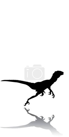 Foto de Silueta de un dinosaurio corriendo sobre un fondo blanco - Imagen libre de derechos