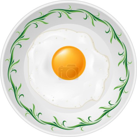 Ilustración de Plato con huevo frito - Imagen libre de derechos