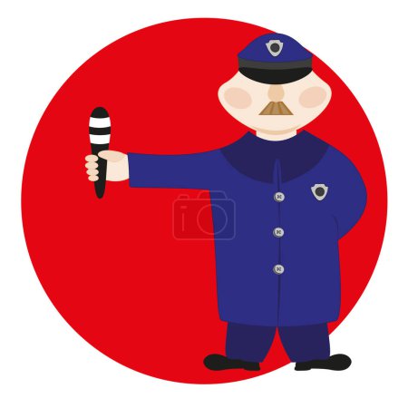 Téléchargez les illustrations : Dessin animé policier policier plat illustration - en licence libre de droit