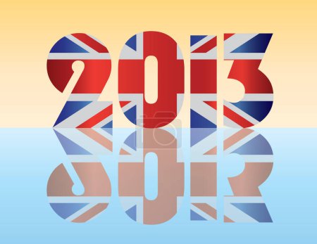 Ilustración de Feliz Año Nuevo 2013 con la ilustración de la bandera del Reino Unido - Imagen libre de derechos