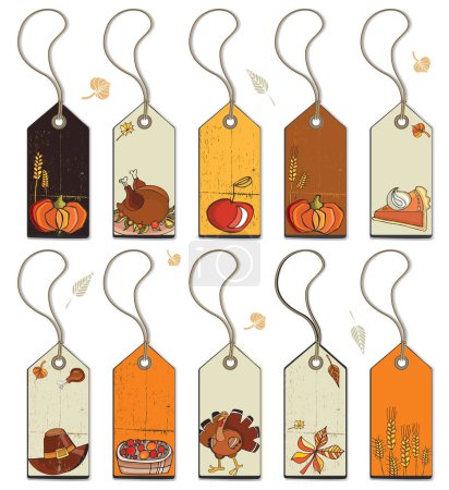 Illustration for Collection of tags for thanksgiving and autumn - Royalty Free Image