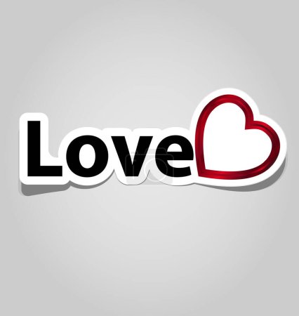 Illustration for Love text with heart sign - Royalty Free Image