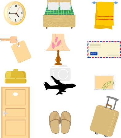 Illustration for Travel icons set, cartoon style - Royalty Free Image