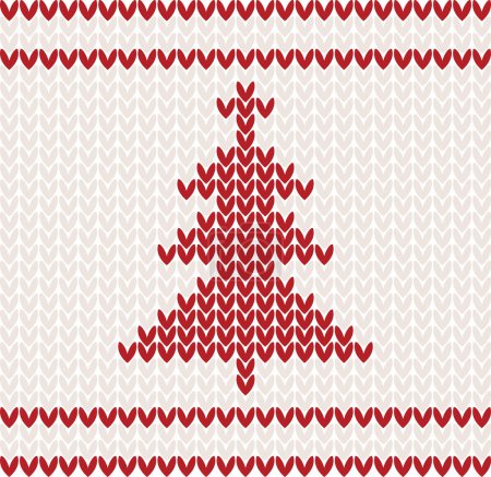 Téléchargez les illustrations : Arbre de Noël motif tricoté, fond. illustration vectorielle - en licence libre de droit